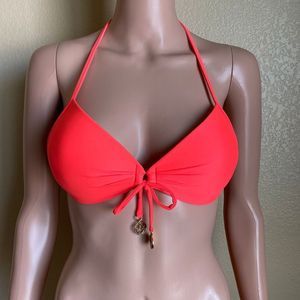 S Luli Fama Molded Push Up Bandeau Halter Top Orange
